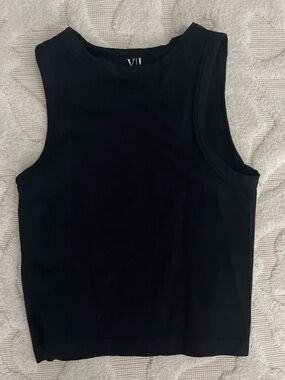 Vital Life Black Ribbed Tank Top